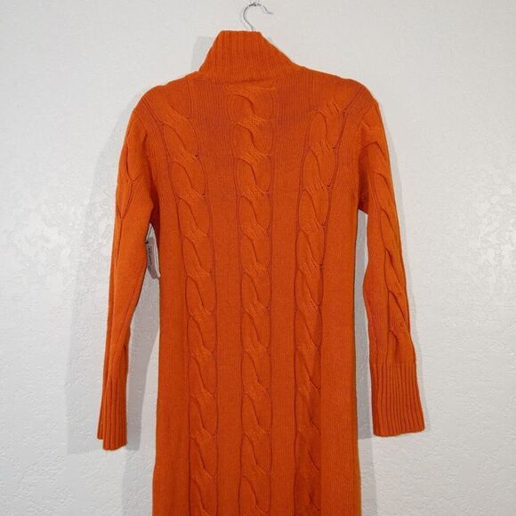 NWT 8 By Yoox Orange Cable Knit High-Neck Long Dress Size Small - Picture 9 of 11